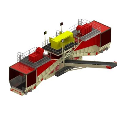 Cambered boom shiploaders